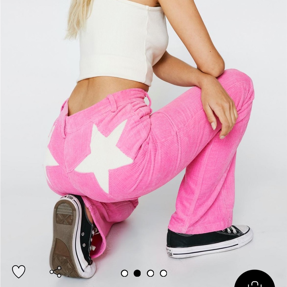 Nasty Gal Pink Corduroy Star Pants